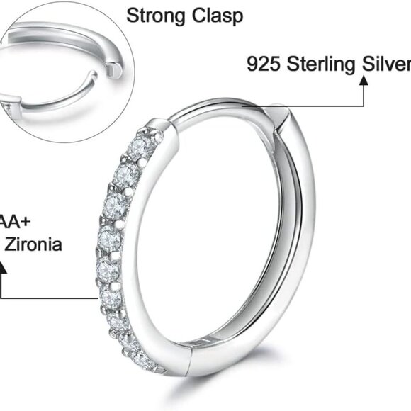 Chic Sterling Silver Hoops & Cubic Zirconia Studs - 6 Pair Earring Set For Her - Picture 2 of 6